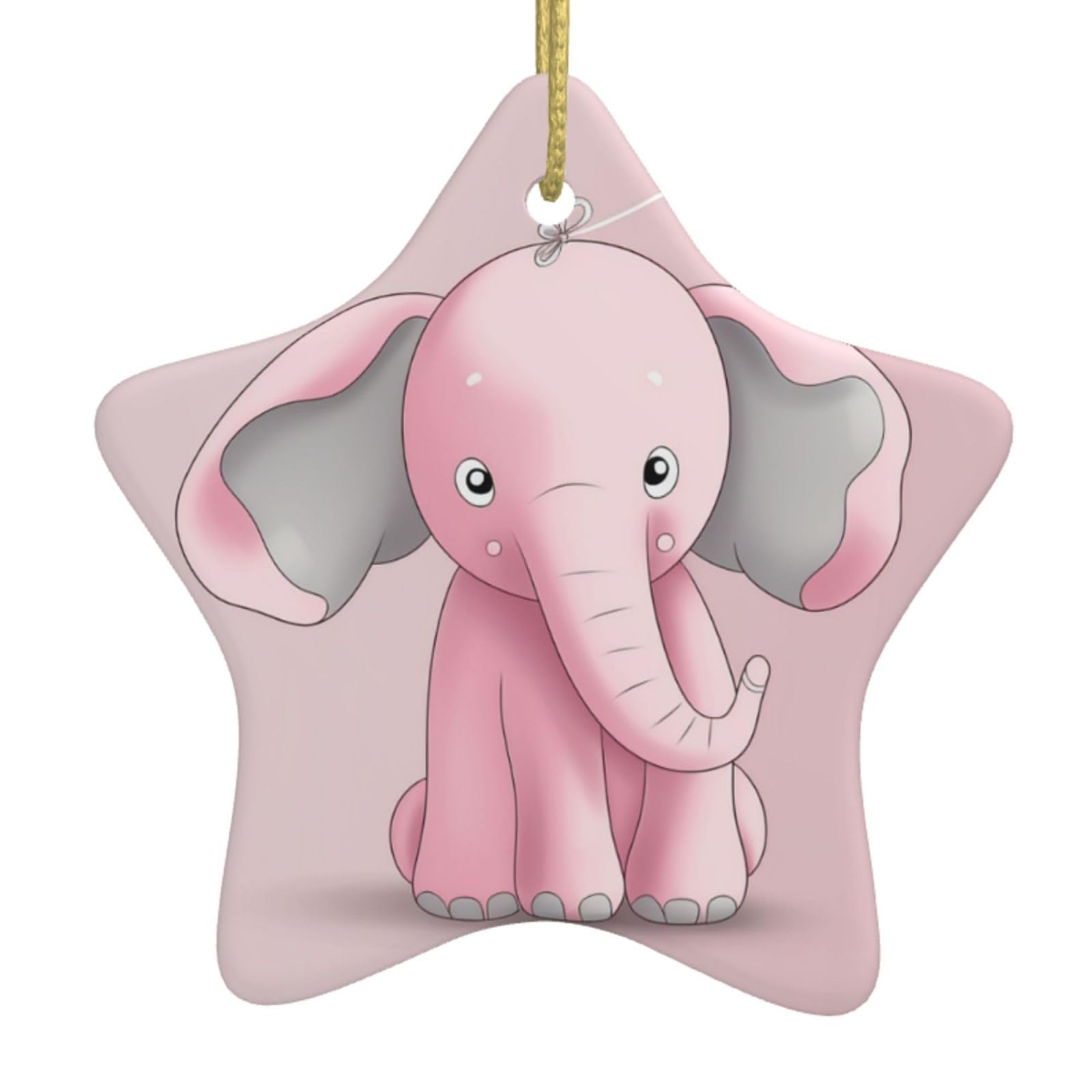 Ceramic Christmas Tree Hanging Ornaments with Gold Ropes Christmas Tree Decorations Star Ceramic Small Elephant Pendant Keepsake Decorations for Holiday Xmas Gift Ideas