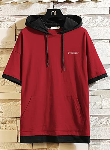 Image of EYEBOGLER Men's Trendy Hooded Neck Half Sleeves Solid T-Shirt