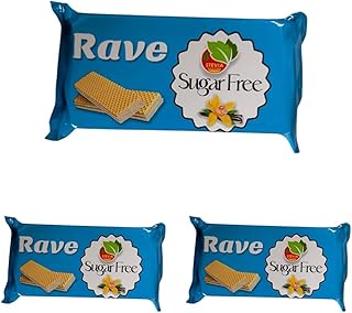 بسكويت ويفر محشو بكريمة الفانيليا خالٍ من السكر من ريف، قطعة واحدة، 4 قطع بسكويت (عبوة من 3 قطع)