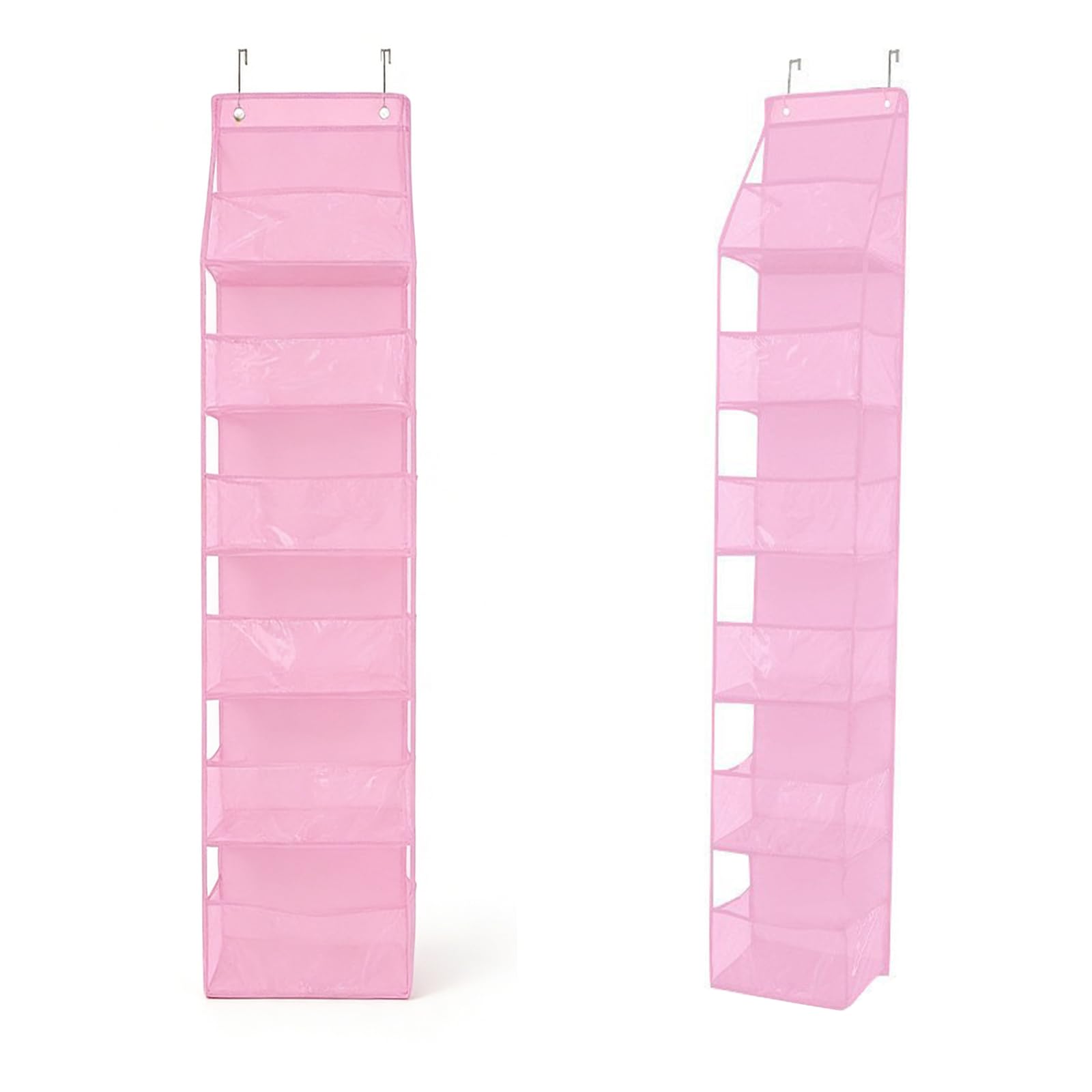 SMYJDMM Over Door Storage Organiser, Over the Door Storage, Hangings Door Organiser with 6-Shelf Transparent Nylon Mesh for Dorm University Essentials Room Bedroom Bathroom Kitchen (Pink)