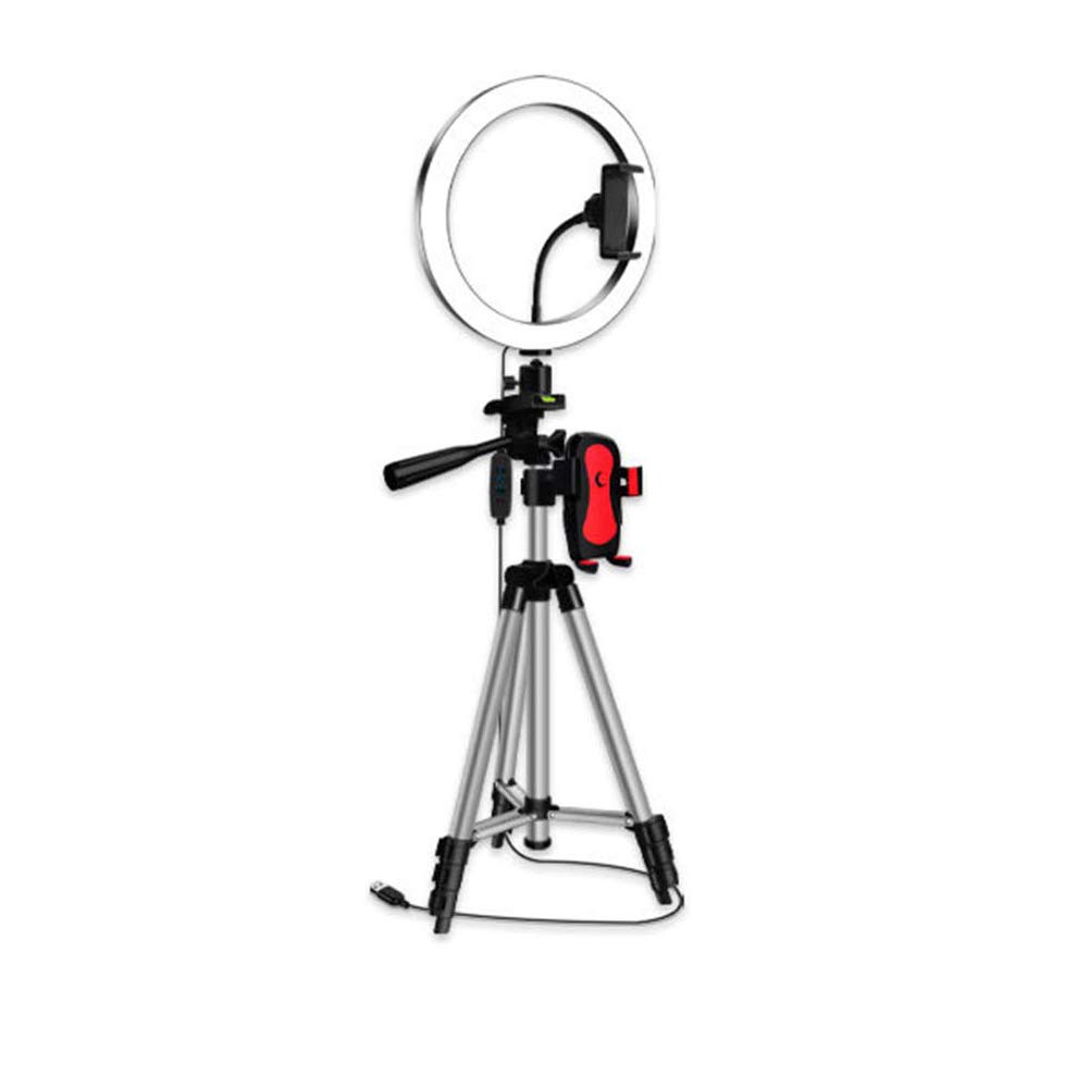 10 inch Dimmable LED Ring Light with Tripod Stand 3 Color Modes and 10 Brightness USB Powered Phone Holder for Live Streaming, Makeup, Camera, Selfie