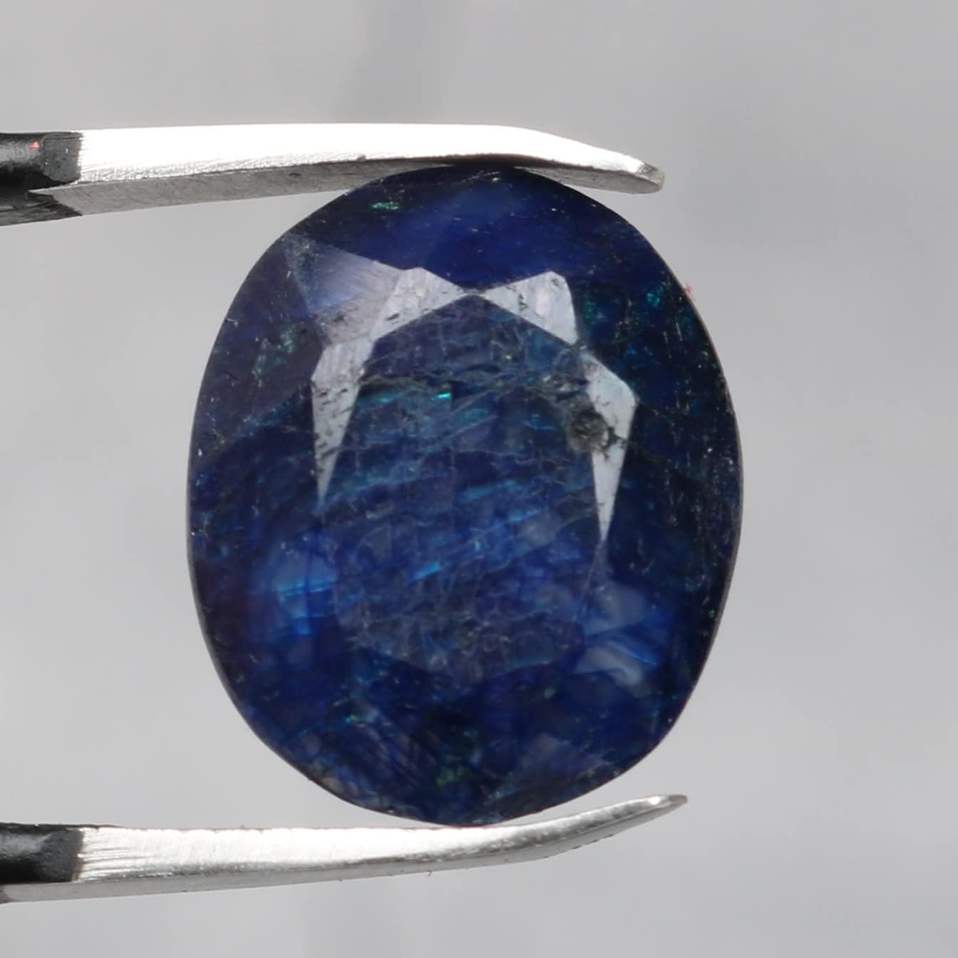 REAL-GEMS 13 Ct. EGL Certified Blue Sapphire Shiny Oval Cut Natural Loose Gemstone For Jewelry AXG-467