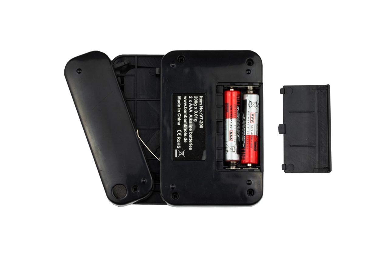 Weedness Feinwaage Waage Milligramm 0,01g/200g DigiScale V7-200 Schwarz - Digitale-Waage Briefwaage Tischwaage Goldwaage Taschenwaage Grow