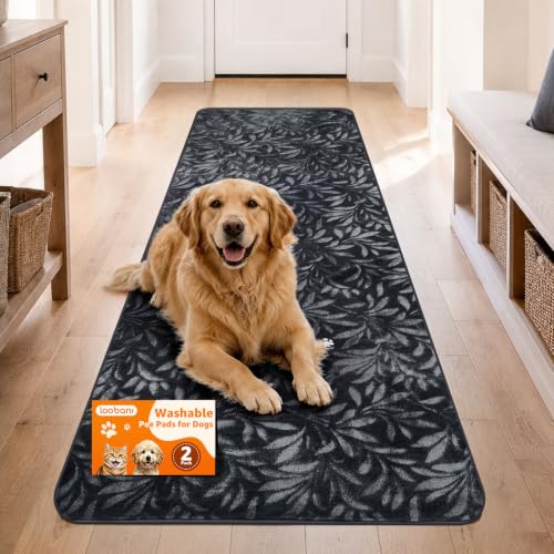 Image of LOOBANI 2 Packs Washable Pee Pads for Hallway Runner, 36 inchx72 inch, Dark Gray