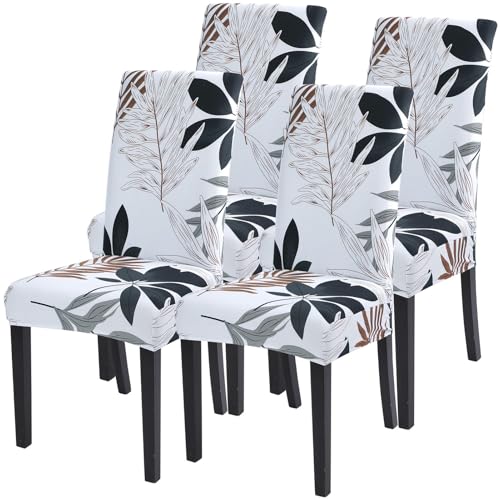 Image of SearchI Dining Room Chair Covers Slipcovers Set of 4, Spandex Super Fit Stretch Removable Washable Kitchen Parsons Chair Covers Protector for Dining Room,Hotel,Ceremony(Flower Pattern11)