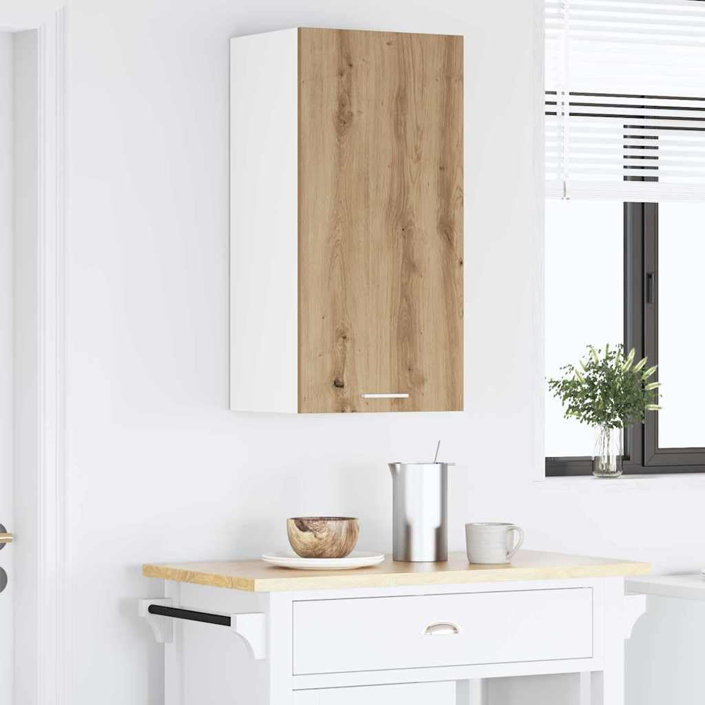 Hängeschrank mit Tür Artisan-Eiche und Weiß 40 x 31 x 80 cm Holzwerkstoff moderner Küchenschrank mit Stauraum für Aufbewahrung und Organisation in Küche und Esszimmer