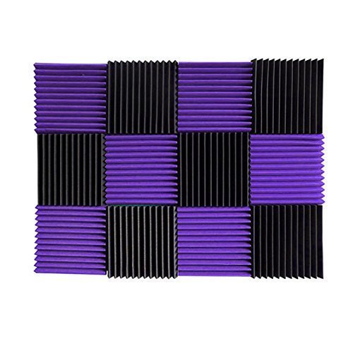 (12 Pk) Purple / Charcoal acoustic foam tiles soundproofing foam panels sound insulation