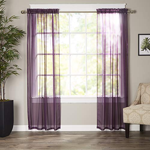Elegant Comfort Luxury Sheer Curtains, Window Treatment Curtain Panels with Rod Pocket