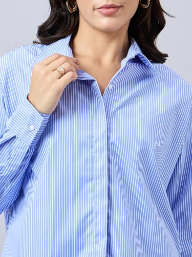 Image of Style Quotient Women Solid Smart Casual Oversized Polycotton Shirt