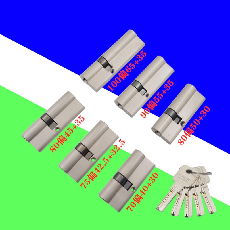 Cilindro della serratura 70 80 90 100 cilindro di serratura a porta doppia manopole aperte ingresso eccentrico cylinder da camera da letto 5pcs Key cilindro profilato (Color : 90(30-60), Size : Cyli
