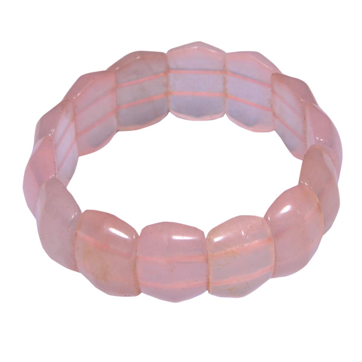 Takshila Gems® Natural Rose Quartz Bracelet Stretchable Elastic Bracelet Lab Certified, Rose Quartz Crystal Bracelet