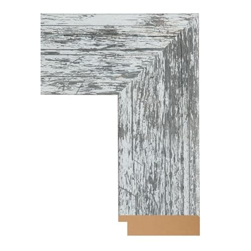 Brandtworks Barn Wood Vanity Wall Mirror, 32" X 36", Heavy Distressed White/Gray #TOP2