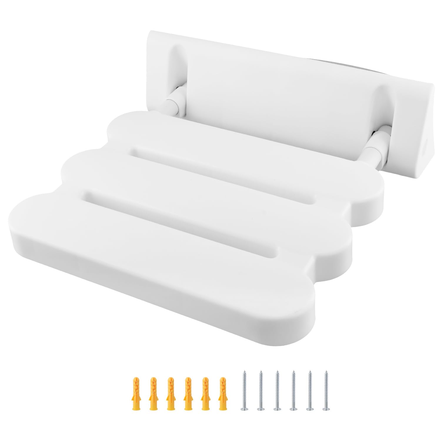 QWORK® Silla Ducha Plegable, Asiento de Ducha Montado en la Pared, para Baño, Hotel, Hogar y Residencia de Ancianos