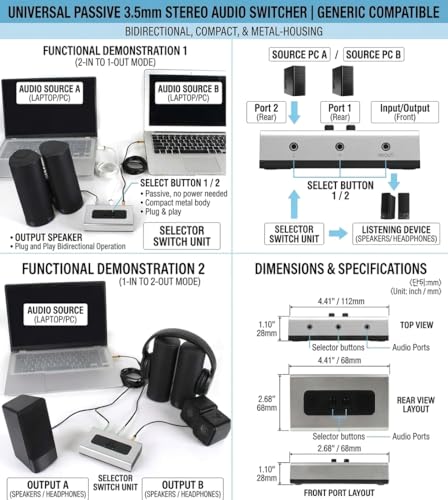Interruptor de audio de 3,5 mm para solucionar el cambio constante de cables en la PC 2
