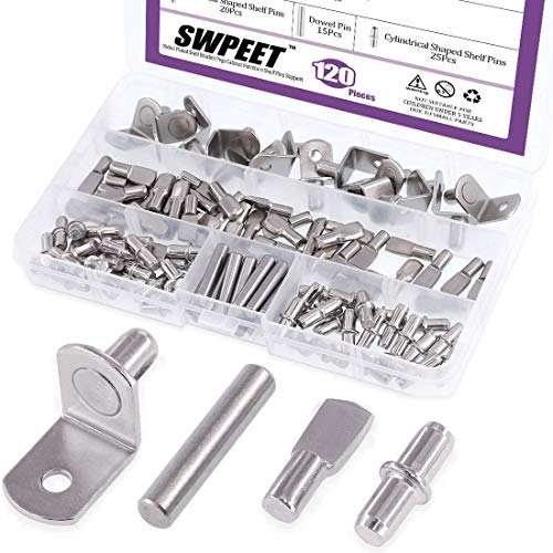 120Pcs 4 Styles Shelf Pins Kit Shelf Bracket Pegs