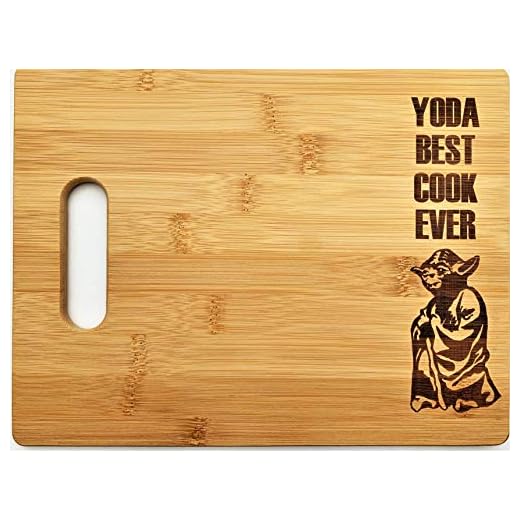Yoda Best Cook Ever 8.5"x11" Engraved Bamboo Wood Cutting Board with Handle Star Wars Gift charcuterie butter board