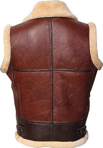 Mens Brown Shearling Vest Lambskin Winter Jacket2
