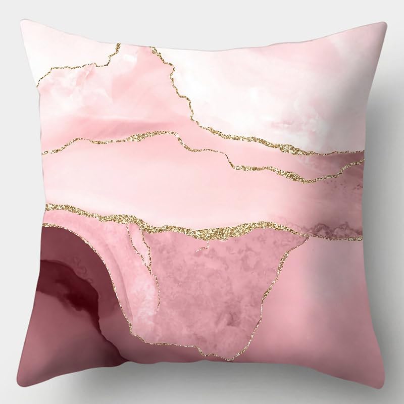Cushions 50x50cm Pink Gold Cushions Cotton Linen Outdoor Cushions for Living Room Sofa Bedroom Office Cushion with Invisible Zipper Decorative Square Garden Cushions