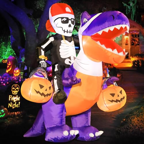 DomKom-Halloween-Inflatable-Blow-Up-Decorations-6FT-Skeleton-Knight-Riding-Dinosaur-Built-in-LEDs-for-Holiday-Party-Garden-Lawn-Yard-Patio-Decor