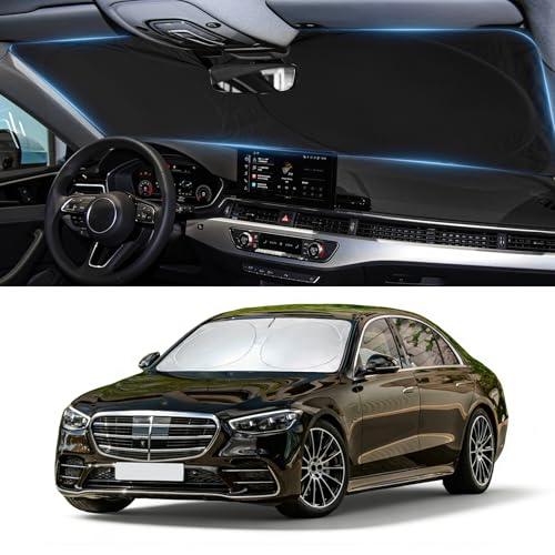 Image of Windshield Sun Shade for 2015-2021 Mercedes Benz C Class W205 C250 C300 | Custom Fit C400 Accessories Sunshade Foldable Sun Visor Protector Blocks UV Rays