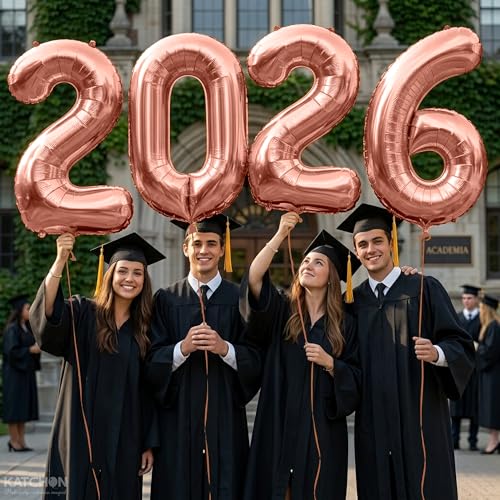 Image of Rose Gold 2026 Balloons 42 Inch, Rose Gold Graduation Decorations 2026, Foil Number 2026 Graduation Balloons Class of 2026 Decorations | Graduation Party Decorations | Prom Decorations 2026, Katchon