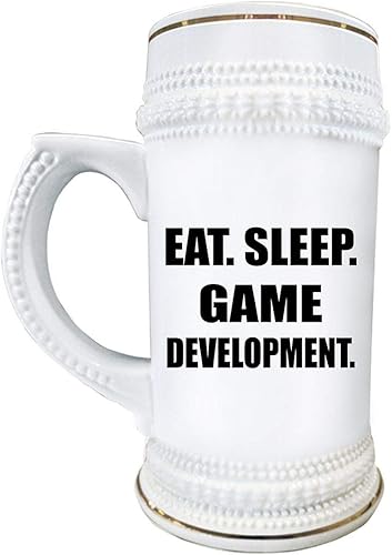 Gifts for Game Developer Designer - Eat Sleep Development Beer Stein Mug 22oz Ceramic Novelty Drinkware - Video Gaming Design Dev Team Development