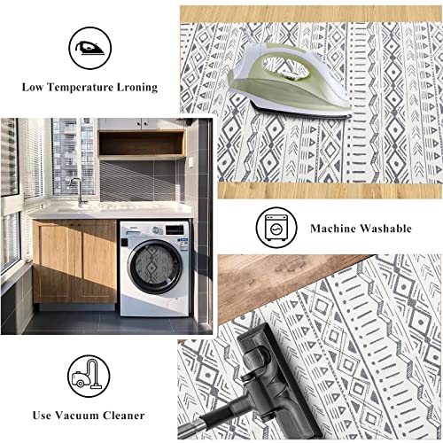 Pauwer Boho Cotton Area Rug Set 2 Piece 2'X6'+2'X3' Hand Woven Cotton Rugs With Tassel Washable Runner Rugs For Kitchen, Hallway, Living Room, Bedroom #TOP2