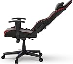 DXRacer Prince Series L Gaming Chair - Reclining, Ergonomic & Comfortable Computer Chair with 2D Armrest, Wing-Shaped Seat Base & Headrest Pillow Faux Leather Black&Red