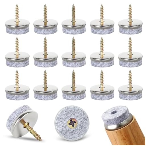 Gucass 50 Stück Filzgleiter Schrauben, Ø 20mm Stuhlgleiter Filzgleiter Nagel Rund, Möbelgleiter Filz mit 5,5 mm Filzstärke, Premium Stuhlbeinschoner Filz für Möbel Stühle Laminat Parkett Fliesen