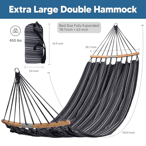 Image of SUNCREAT Hammocks Double Hammock with Curved Spreader Bar, Dark Gray