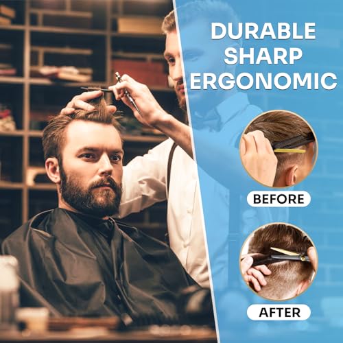 Image of Professional Hairdressing Scissors, Stainless Steel Hair Scissors Set with Barber Cape and Comb, Hair Scissors with Clip and Storage Bag for Home, Eluqueria, Hair Cutting Scissors Set for Men and