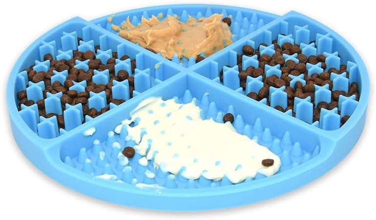 Dog Food Lick Mat-Slow Feeder Bowls for Large Dogs Boredom & Anxiety Relief|Snuffle Calming Mat for Bathing & Grooming |Pet Feeding Reminder Perfect for Treats,Yogurt,Or Peanut Butter|Orange (Blue)