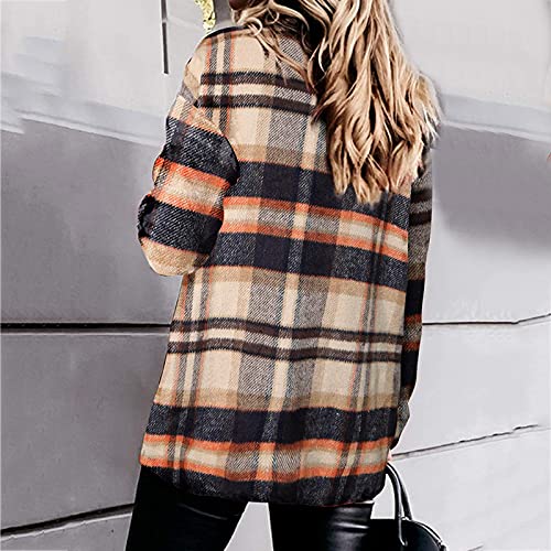 Zldhxyf Dames Shirt Flanel Plaid Jas Lange Mouw Herfst Winter Warm Plaid Top Mode Klassiek Shirt Blouse Shirt Oversize Overgangsjas Lange Shirt Geruit Patroon Blouse - Image 4