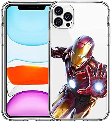 Phone Case Fit iPhone 13 Pro Max, Clear Case Silky Soft Finish Grip Protective Phone Cover Cool Superhero Pattern for Men/Women/Girl/Boy (Iron-Man-1)