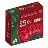 Holiday Wonderland 925R-88 25-Count C9 Christmas Light Set, Transparent Red
