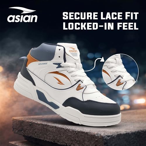 Image of ASIAN Tango-11 Men's High Top Sneakers | Stylish & Lightweight Lace-Up Shoes | Cushioned Sports Sneakers for Men | Ideal for Casual, Daily Use & Travel