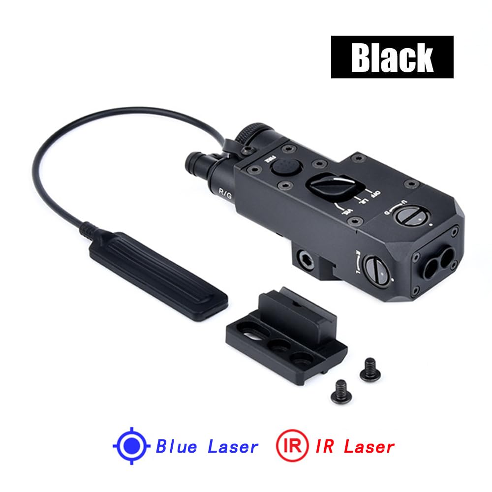 Metal CQL-1 Box Aiming Laser Sight Indicator, with Blue Laser & IR Laser & Side M300 M600 Flashlight Mount & Modular Remote Pressure Switch, Black