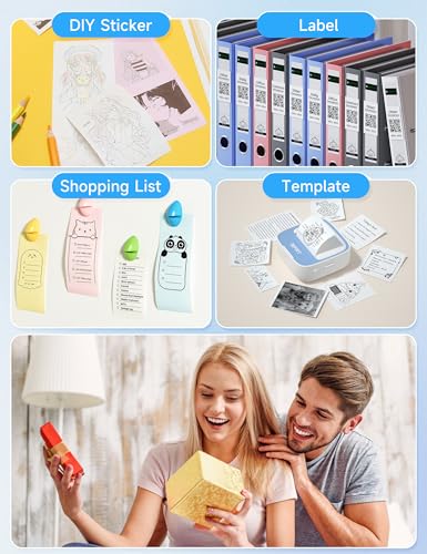 Image of iDPRT Sticker Printer, Portable Sticker Maker Machine, Mini Inkless Bluetooth Thermal Printer for iPhone & Android, Pocket Printer for Labels, Barcodes, DIY Journaling, Kids Gift, Blue
