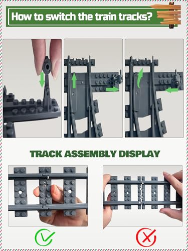 Hapoyxm 40 PCS Building Blocks City Train Tracks Set, 4 Straight Rails, 2 Crossings, 14 Flexible, 20 Curved Rails - Image 4