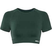 AUROLA Influence Crop Top Workout Shirts for Women, Ultra-Soft Seamless Gym T Shirts Short Sleeve Running Workout Tops