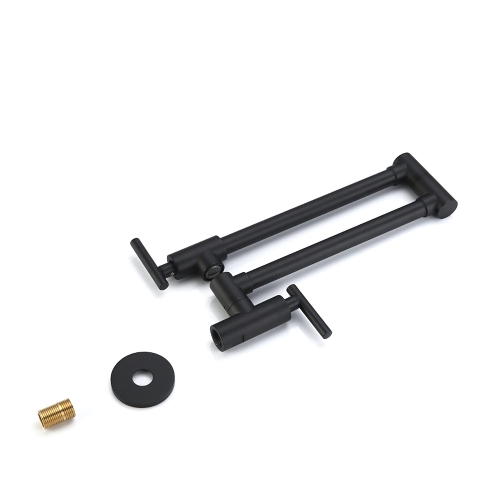Grifo de cocina de latón premium negro mate con doble brazo de 24 pulgadas de pared