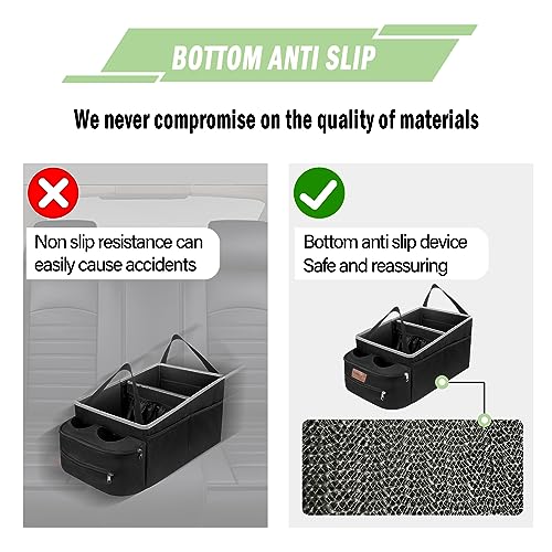 Image of FUNNy elf Car Seat Organizer - Passenger Seat Organizer, Collapsible Car Storage with Partitions & 4 Cup Holders for Front Seat or Back Seat (white)