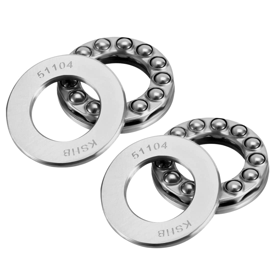 2 Cuscinetti A Sfera Reggispinta 51104 - 20x35x10 Mm, ABEC3, Acciaio Cromo - Foto 9