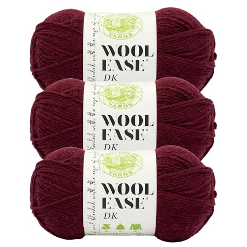 Image of Lion Brand Yarn, Wool-Ease DK Crochet & Knit Yarn, Redwood, Red, 3 Pack