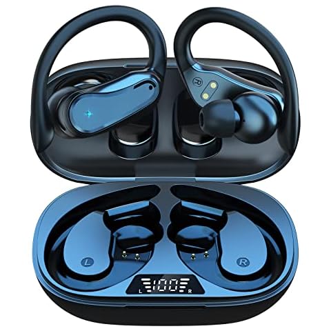 QTREE intelligence Wireless Earbuds Bluetooth Headphones 48Hrs Playtime IPX7 Waterproof 5.1 HiFi Earbuds,LED Display Sports Ear Buds with Earhooks for Workout Gym Outdoor Phone Laptop(Black) Cover