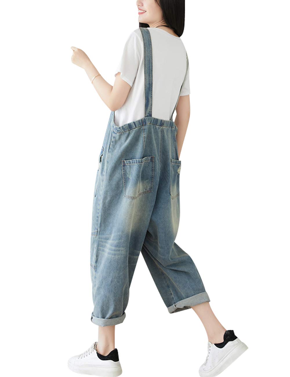 Damen Jeans Latzhose Overalls mit Taschen