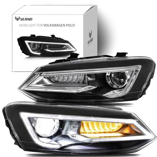 VLAND Phares compatibles pour Polo 6R 6C 2011-2017 Feux avants, boîtier noir. Livraison sous 2 à 5 jours.