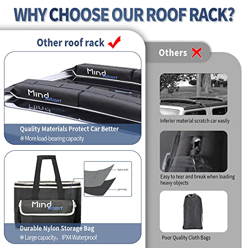 Universal Car Soft Roof Rack for Kayak/Canoe/Surfboard/SUP/Snowboard,Roof Rack Pads Include 2 16FT Tie Down Straps,2 Ratchet Pulley Ropes,2 Hood Loops and Storage Bag （Without or with Crossbar） - Thumbnail 2