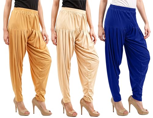 Image of Buy That Trendz Combo Offer (Pack of 3) Cotton Viscose Lycra Dhoti Patiyala Salwar Harem Bottoms Pants for Womens (White, Maroon, Black)