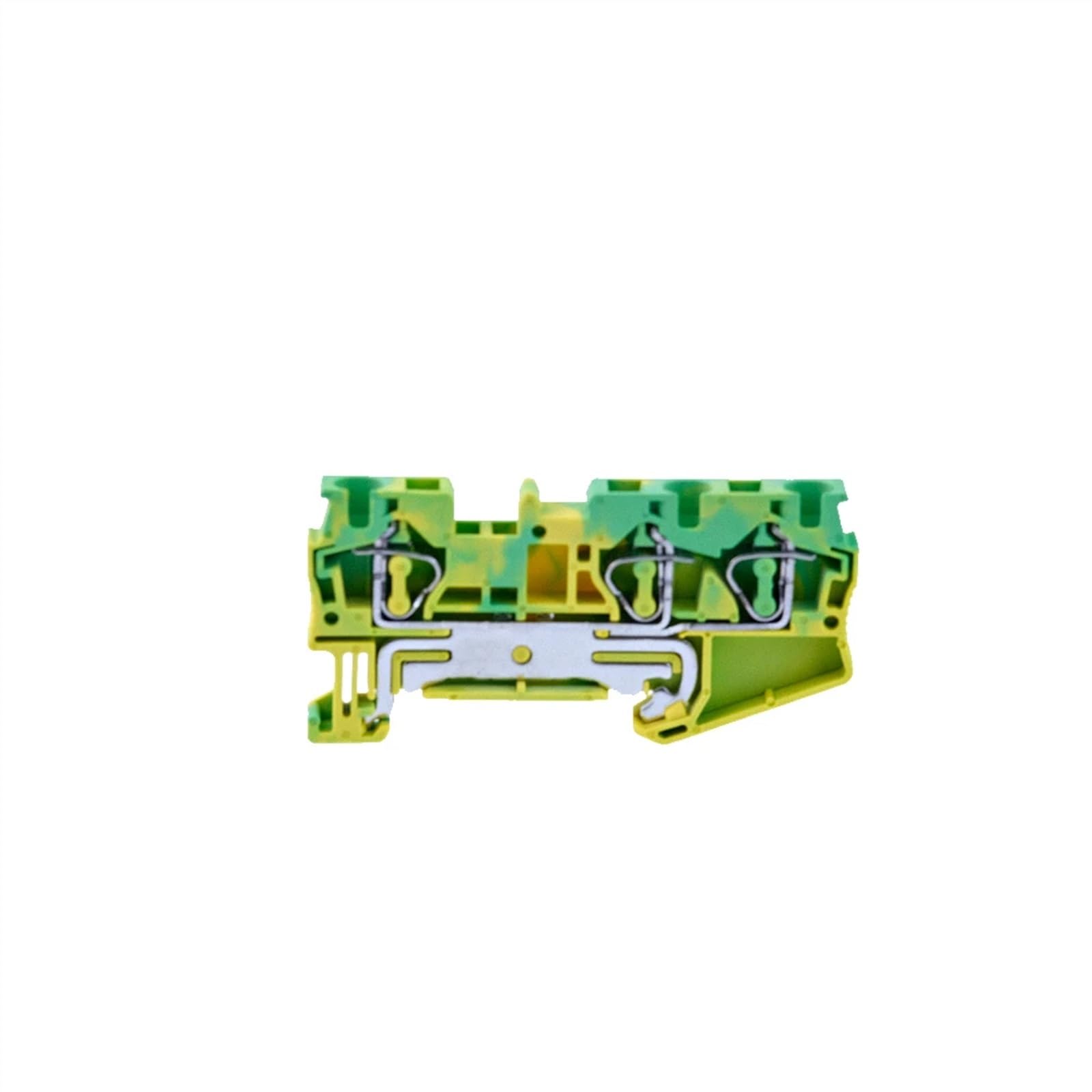 PE Din Rail Terminal Blocks 10Pcs ST-4-TWIN PE Connectors Pull Type Three Conductor Spring Ground Wire Conductor